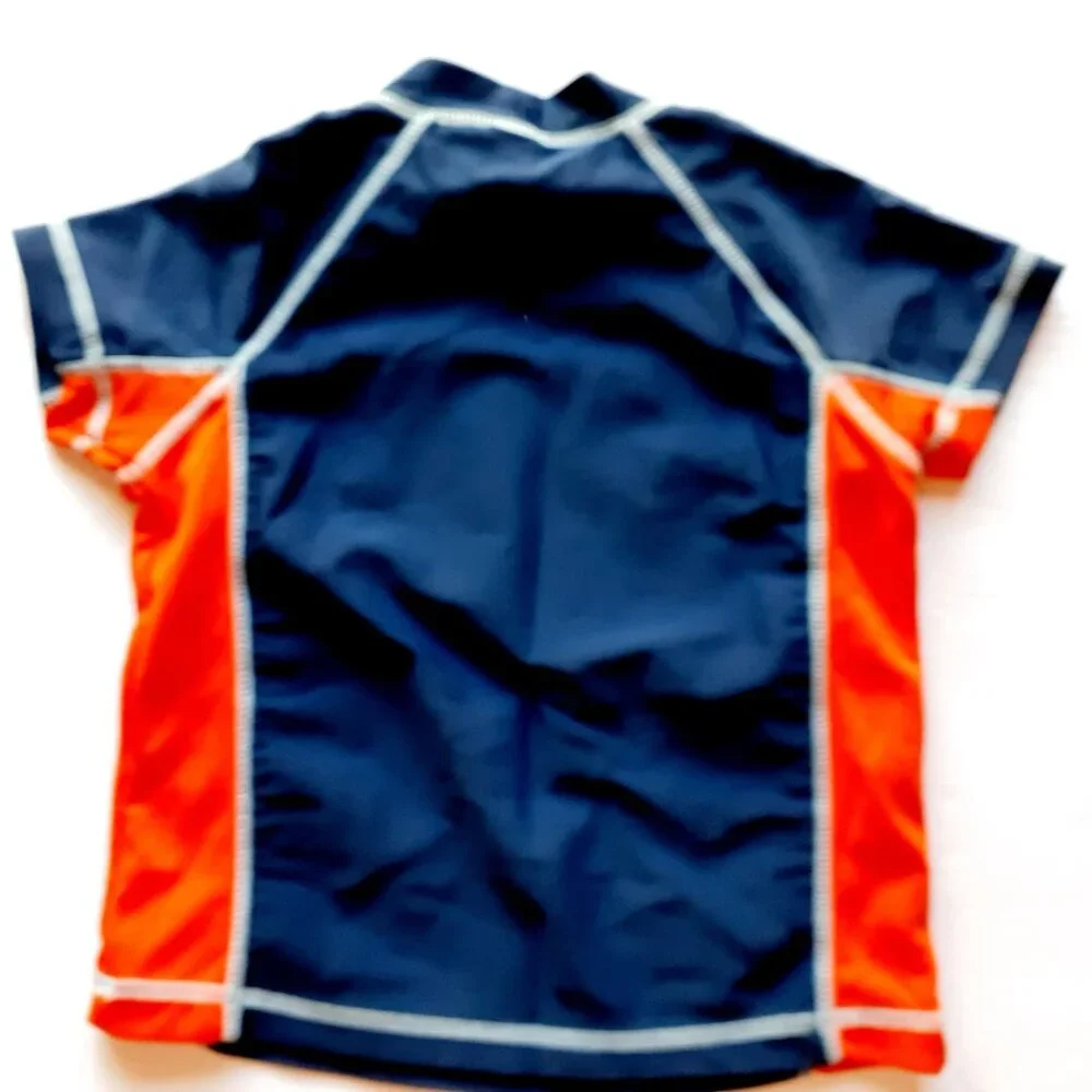 Carter's Boys Rash Guard Shark Blue Orange Swim Top 3T